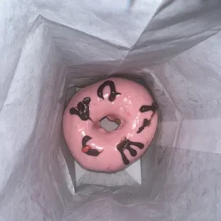 Cat donut strawberry frosting was yummy