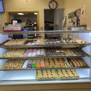 a display case full of donuts