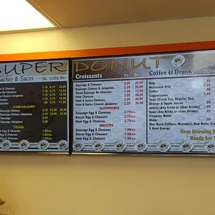 Menu board