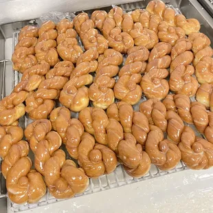 glazed donuts on a cooling rack