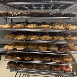 a rack full of donuts