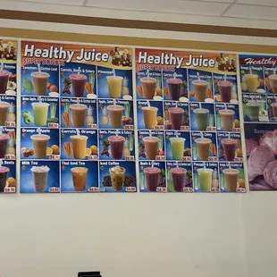 Juice menu