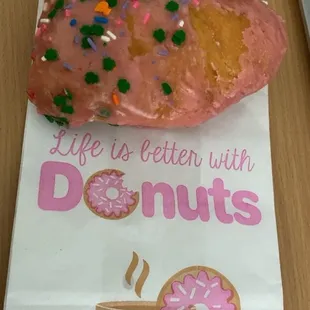 A little shamrock sprinkle doughnut