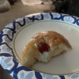 Jelly donut with about a teaspoon of jelly. Ridiculous