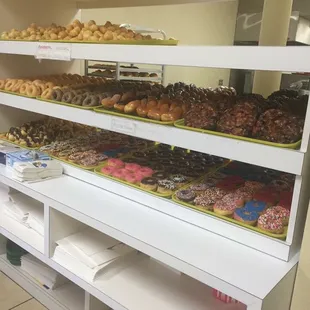 a variety of donuts on display