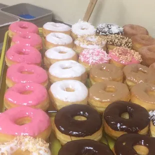 a variety of different flavored donuts