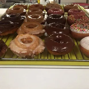 a variety of doughnuts on display