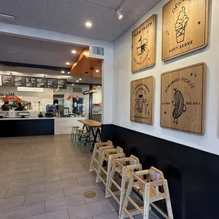 Inside. High chairs available