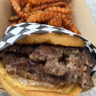 A real hamburger (before they replaced it with an Impossible burger)