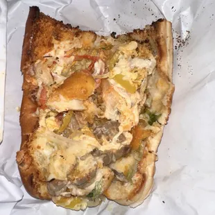 Buffalo Chicken Sub open, two frozen chicken bites/nuggets -do not recommend