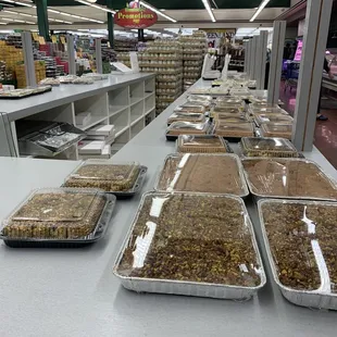 Baklava and other middle eastern sweets for as far as the eye can see.