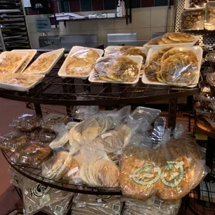 A bag of 8 freshly baked pitas costs $1.49. The pitas are so fresh that there is still steam in the bag from being recently packed.