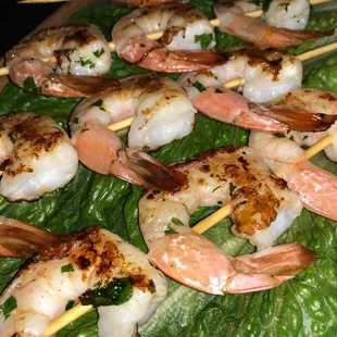 Pinchos de camaron ron ron