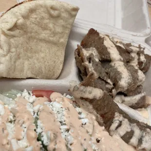 Gyro plate. Spicy beef and lamb.