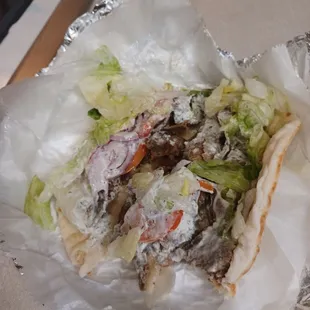 9/5/24 Beef &amp; lamb gyro opened up with a  huge pile of protein   - happy, happy