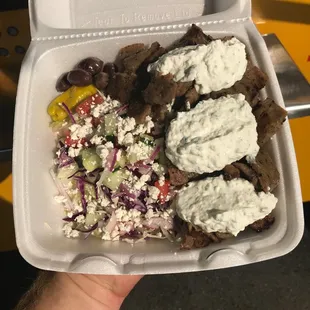 My favorite go to! Gyro salad, extra taziki.