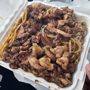 Teriyaki Chicken - half noodles, half fried rice