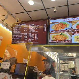 the menu of a fast food restaurant