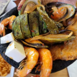 a plate of seafood