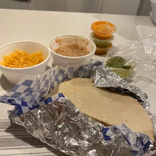 Homemade tortillas, rice and beans! Delicious!!