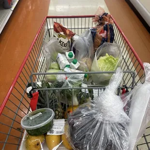 Coconut water, fruit, seafood, veggies.