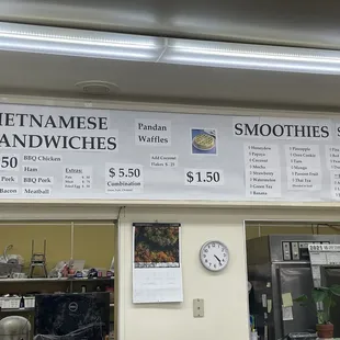 menus and prices
