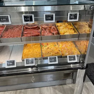 a display of food items