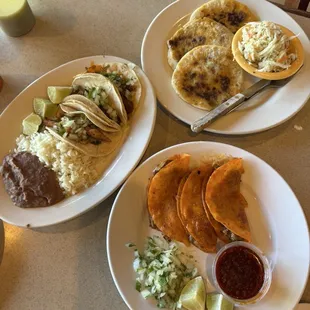 Pupusas,  Taco Platter Birria Tacos