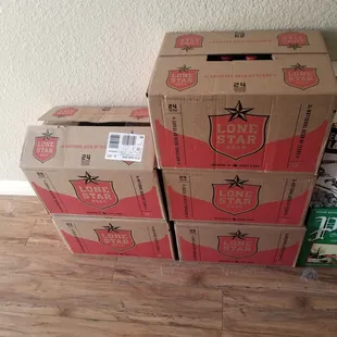 Lonestar beer. I&apos;m set for at least a month...and a day or 3.