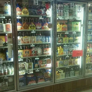 a large display of beer