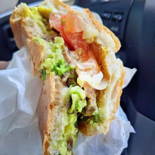 a close up of a sandwich