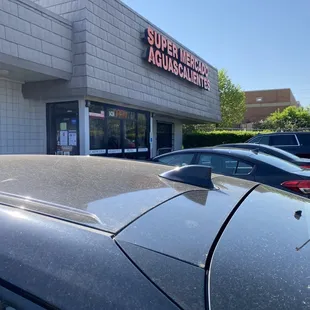 cars parked in front of the building
