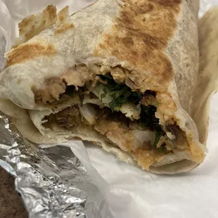 the inside of a burrito