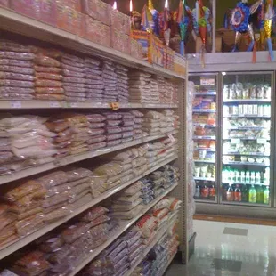 Neat shelves of dried goods