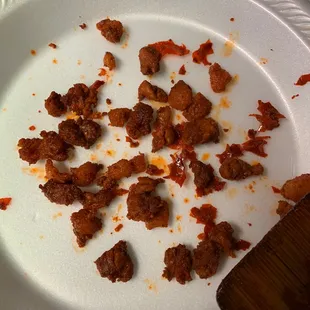 a white plate with food on it