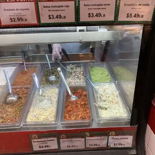 Salsas, Ceviche, Chicken Salad.