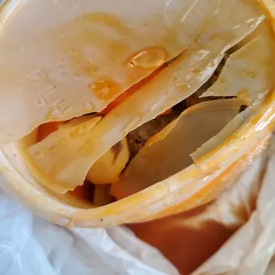 Plastic shards in my soup. Delicious.