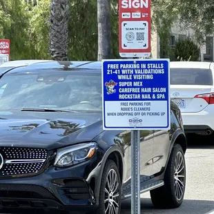 Free parking validation available for specified stalls