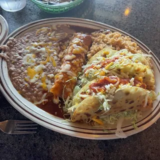 22. Taco, Enchilada, Rice & Beans