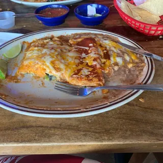 23. Taco, Cheese Enchilada, Chile Relleno, Rice and Beans
