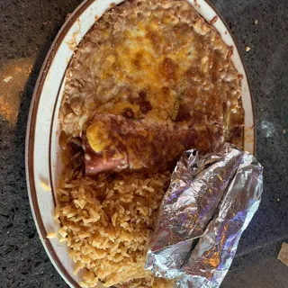 28. Two Tacos, Enchilada, Rice & Beans