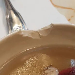 There it is the infamous cracked bowl everyone at the table had one!