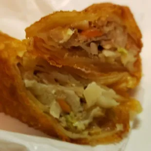 Inside the egg roll.