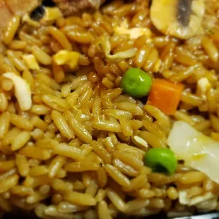 The chicken fried rice, where is the chicken.