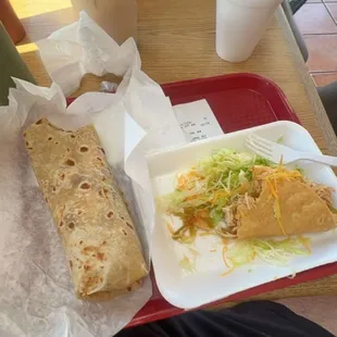 Super burrito and chicken taco