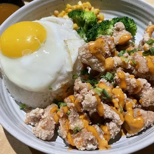Curry karaage rice with egg