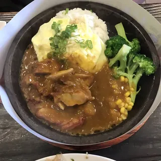 Omelette Curry Chicken Rice Bowl