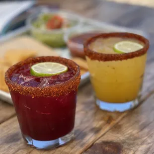 Hibiscus margarita and spicy mango margarita