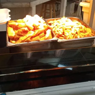 Fried yucca and fries