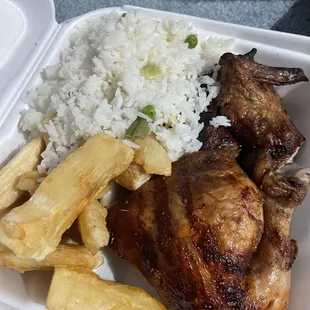 Half chicken with Yucca and Rice